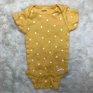 Gerber Onesie Diaper Shirt Yellow / White Polka Dots  Size Newborn